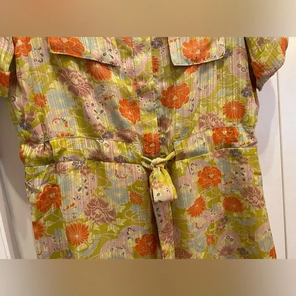 BCBMAXAZRIA Floral Print Chinoiserie romper Mini Dress, Drawstring Waist, Medium - Picture 7 of 16